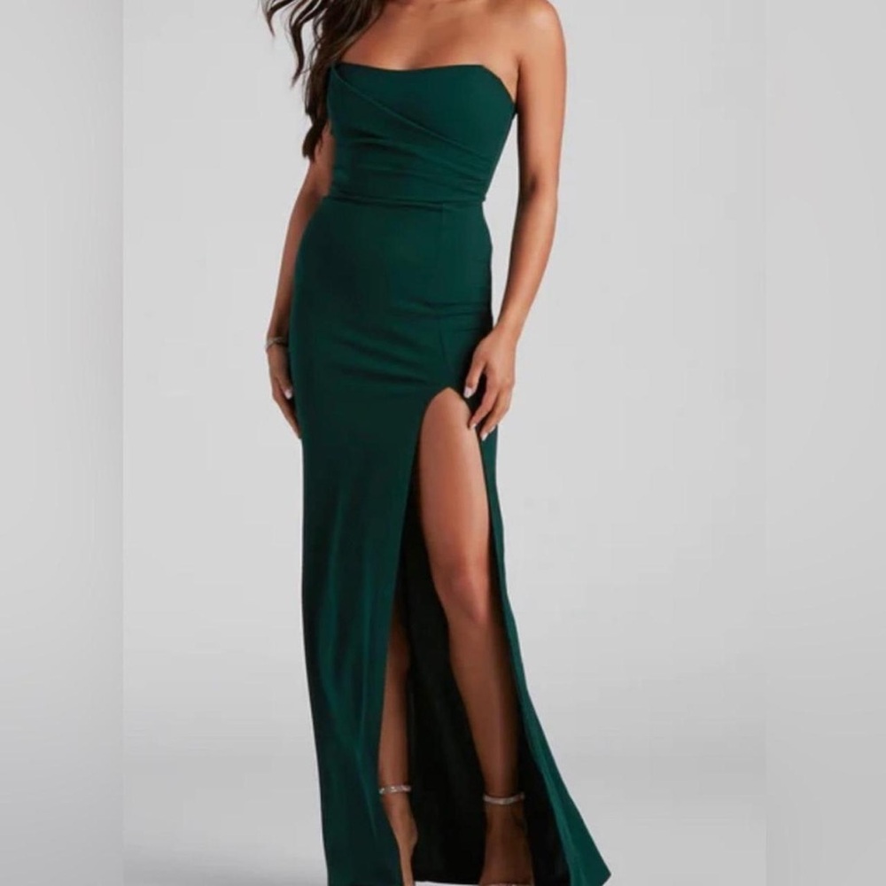 Windsor Forest Green Strapless Dress